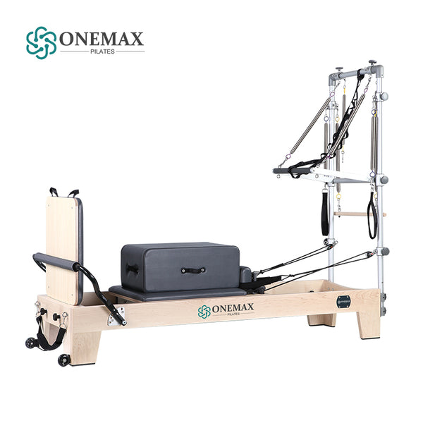 ONEMAX Pilates Reformer Machine with Half Trapeze Health Equipment  Wood Fitness Equipment Pilates Cadillac Reformer