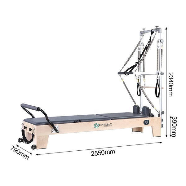 ONEMAX Pilates Reformer Machine with Half Trapeze Health Equipment  Wood Fitness Equipment Pilates Cadillac Reformer