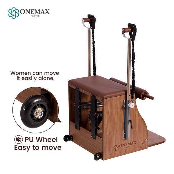 ONEMAX REFORMER Solid Walnut Wood Pilates Wunda Chair Commercial Grade Pilates Chair for Studio & Home Gym