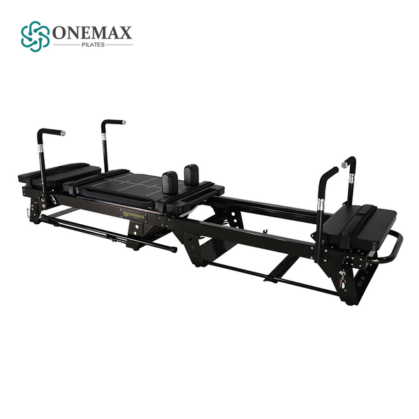 ONEMAX REFORMER Studio Yoga Fitness Equipment Yoga Core Bed Black Aluminum Megaformer Pilates Reformer Machine for Pre-sale