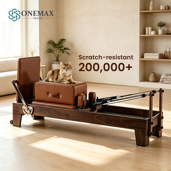 ONEMAX REFORMER Premium Solid Walnut Wood Pilates Reformer Machine Professional Pilates Equipment for Home Gym & Studio