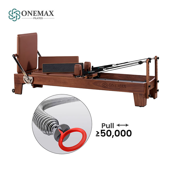 ONEMAX REFORMER Premium Solid Walnut Wood Pilates Reformer Machine Professional Pilates Equipment for Home Gym & Studio