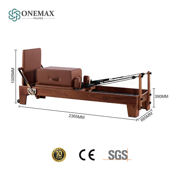 ONEMAX REFORMER Premium Solid Walnut Wood Pilates Reformer Machine Professional Pilates Equipment for Home Gym & Studio