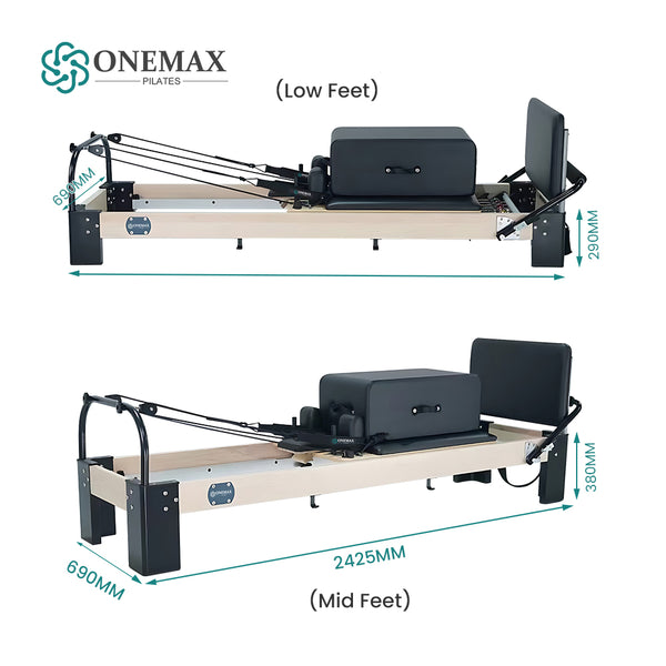 ONEMAX Anti-rot Wood Pilates Reformer Aluminum Foot For Professional Pilates Studio