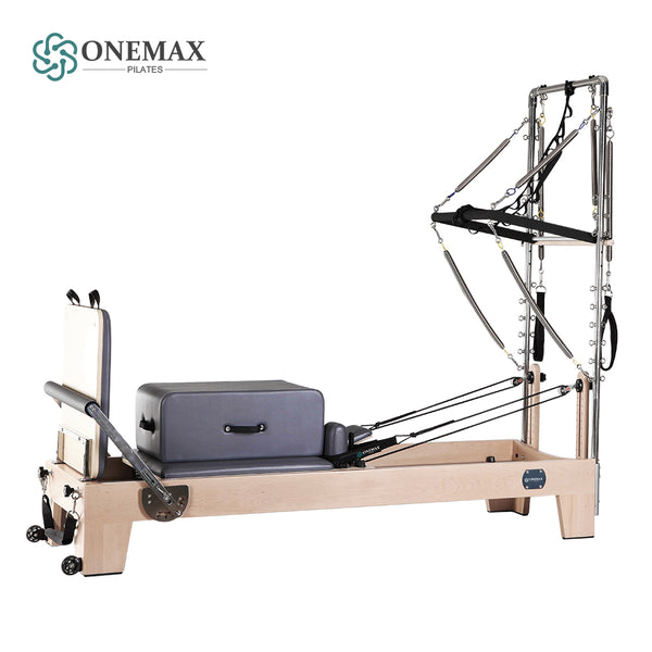 ONEMAX Reformer Professional Wooden Pilates Reformer with Half Trapeze for Pilates Studio Pilates Equipment