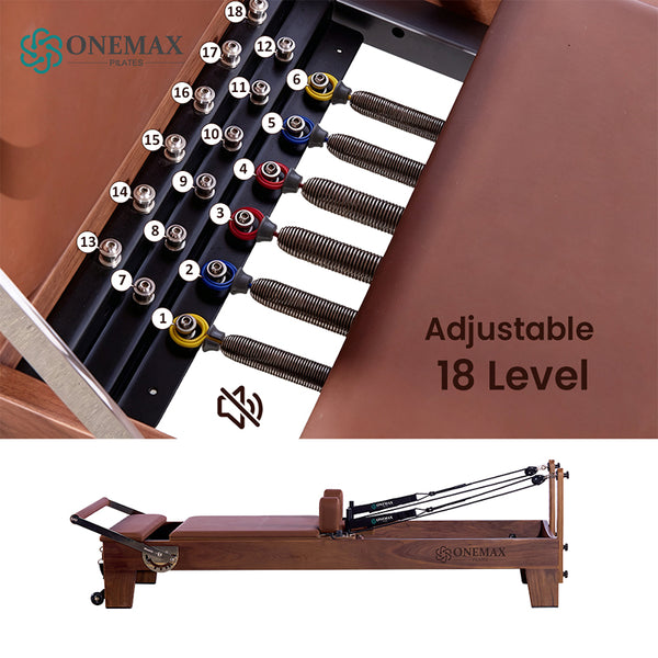 ONEMAX REFORMER Premium Solid Walnut Wood Pilates Reformer Machine Professional Pilates Equipment for Home Gym & Studio