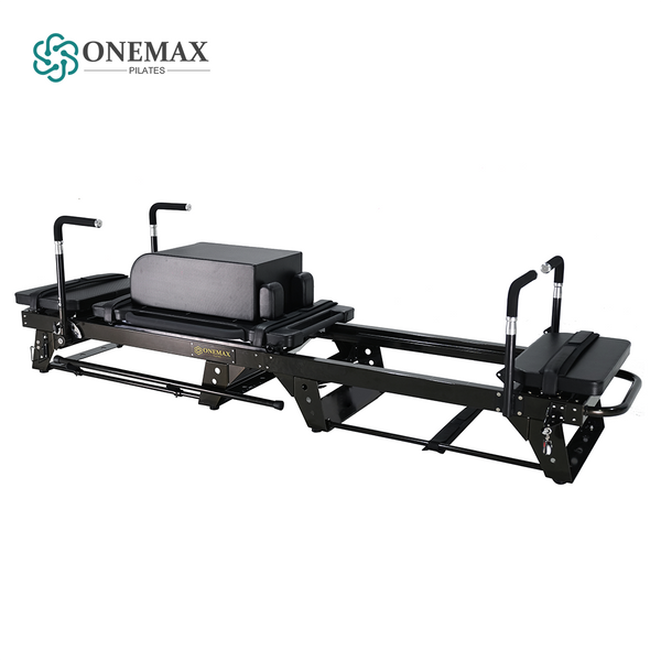 ONEMAX REFORMER Studio Yoga Fitness Equipment Yoga Core Bed Black Aluminum Megaformer Pilates Reformer Machine for Pre-sale