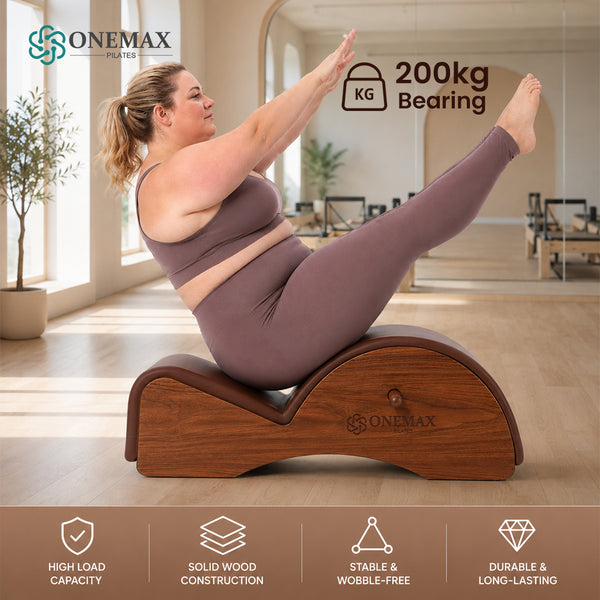 ONEMAX REFORMER Pilates Spine Corrector Walnut Wood Pilates Arc Barrel for Studio & Home