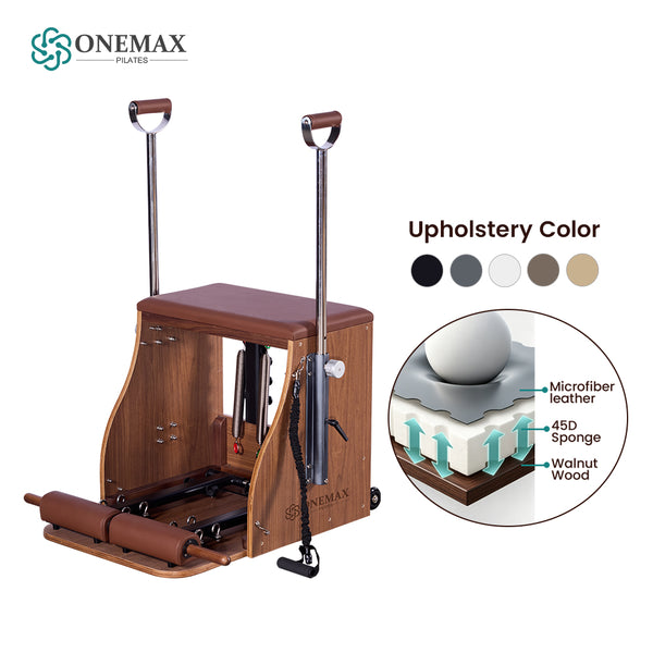 ONEMAX REFORMER Solid Walnut Wood Pilates Wunda Chair Commercial Grade Pilates Chair for Studio & Home Gym