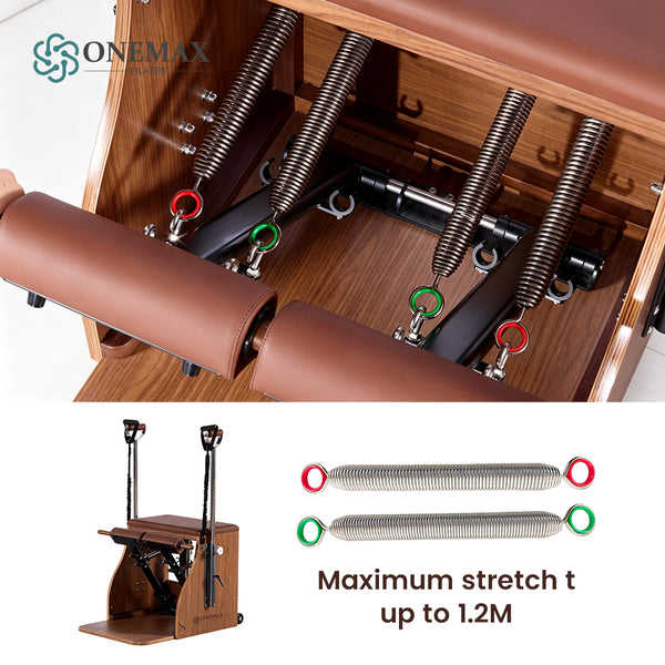ONEMAX REFORMER Solid Walnut Wood Pilates Wunda Chair Commercial Grade Pilates Chair for Studio & Home Gym