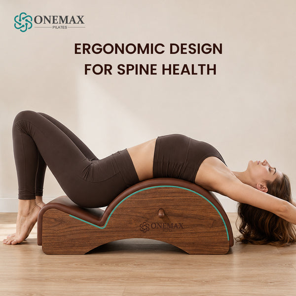 ONEMAX REFORMER Pilates Spine Corrector Walnut Wood Pilates Arc Barrel for Studio & Home