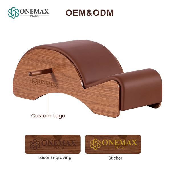 ONEMAX REFORMER Pilates Spine Corrector Walnut Wood Pilates Arc Barrel for Studio & Home