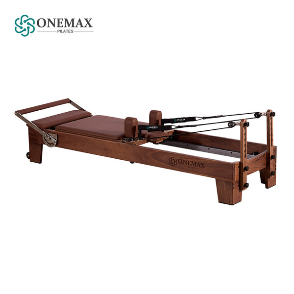 ONEMAX REFORMER Premium Solid Walnut Wood Pilates Reformer Machine Professional Pilates Equipment for Home Gym & Studio
