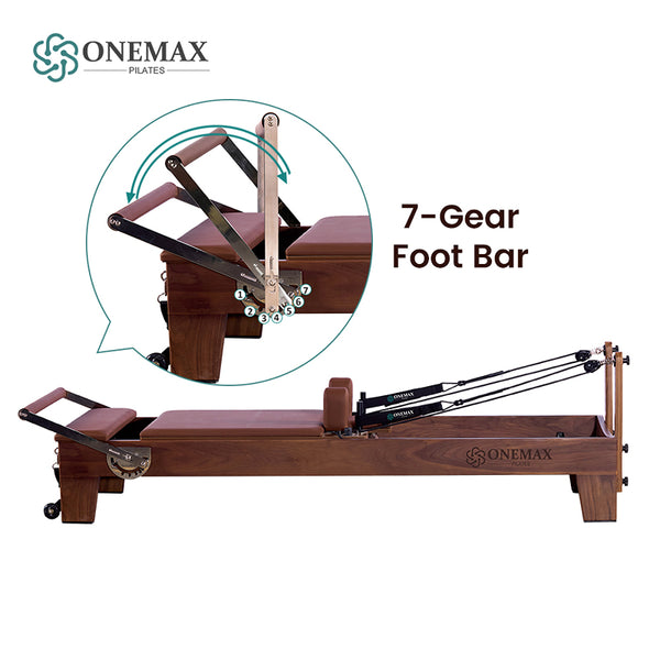 ONEMAX REFORMER Premium Solid Walnut Wood Pilates Reformer Machine Professional Pilates Equipment for Home Gym & Studio