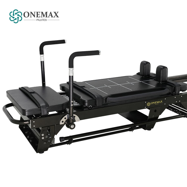 ONEMAX REFORMER Studio Yoga Fitness Equipment Yoga Core Bed Black Aluminum Megaformer Pilates Reformer Machine for Pre-sale