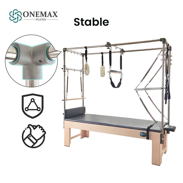 ONEMAX Professional Equipment Reformer Machine White Maple Wood Pilates Trapeze Table Cadillac bed