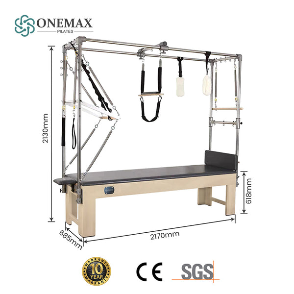 ONEMAX Professional Equipment Reformer Machine White Maple Wood Pilates Trapeze Table Cadillac bed