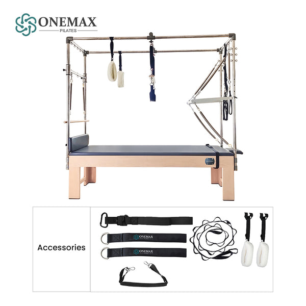 ONEMAX Professional Equipment Reformer Machine White Maple Wood Pilates Trapeze Table Cadillac bed