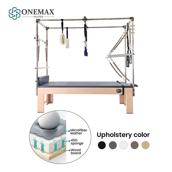ONEMAX Professional Equipment Reformer Machine White Maple Wood Pilates Trapeze Table Cadillac bed